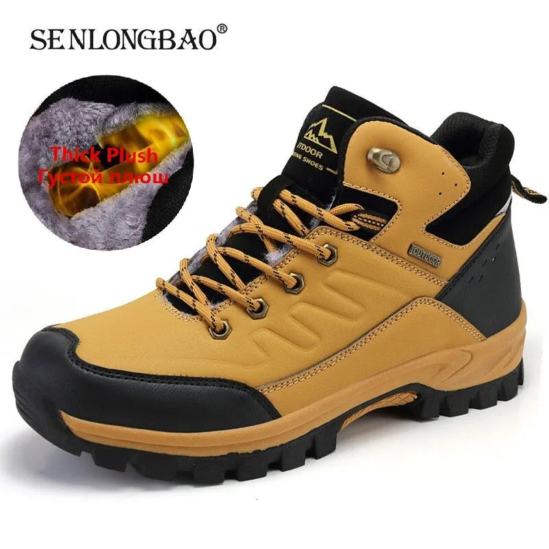 Brand Winter Snow Boots Warm Plush Men's Boots Outdoor Non-slip Hiking Boots Waterproof Men's Ankle Boots Walking Boots Size 47