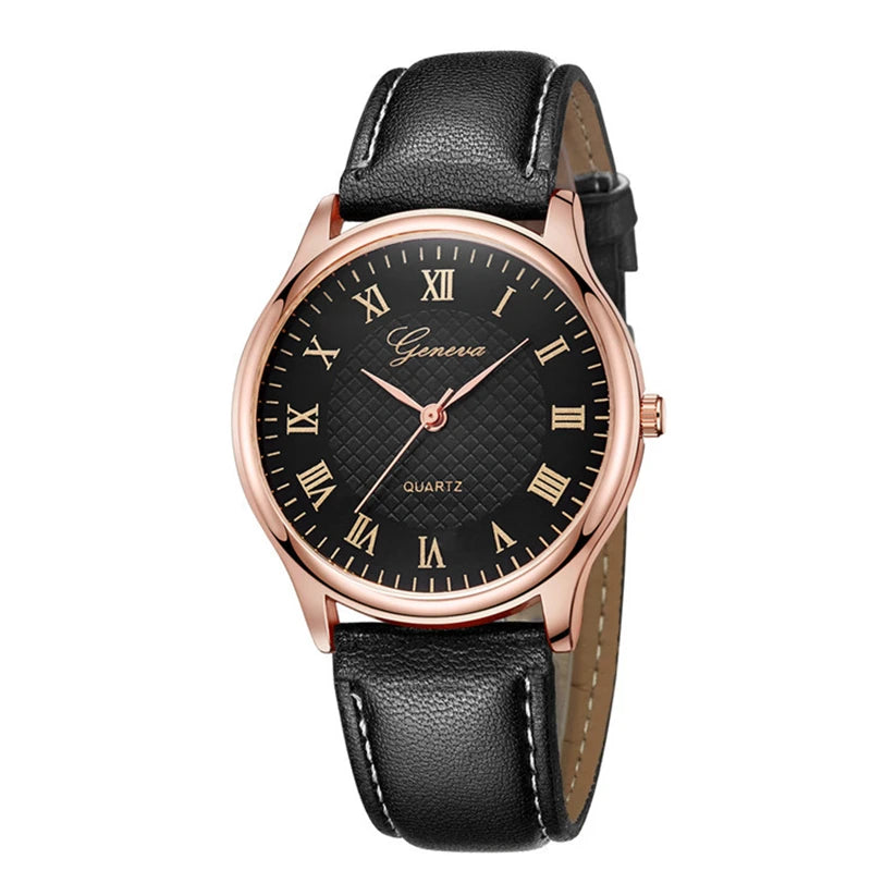 Mens Watches Luxury Black Rose Gold Leather Quartz Watch Woman Business Sport Waterproof Bracelet Clock Watch Relogio Masculino