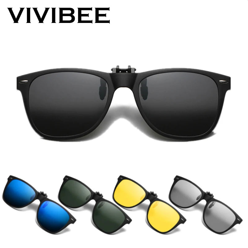 VIVIBEE Men Photochromic Polarized Lens Flip Up Clip on Sunglasses Women Driving Sun Glasses with Clips 2024 Trending Product