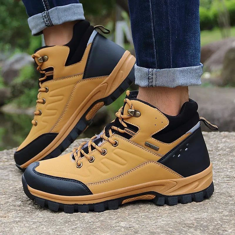 Brand Winter Snow Boots Warm Plush Men's Boots Outdoor Non-slip Hiking Boots Waterproof Men's Ankle Boots Walking Boots Size 47