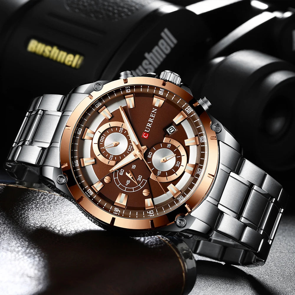 Curren 8360 Men Watch Business Stainless Steel Quartz Casual Fashion Six Needle Luxury Relogio Masculino