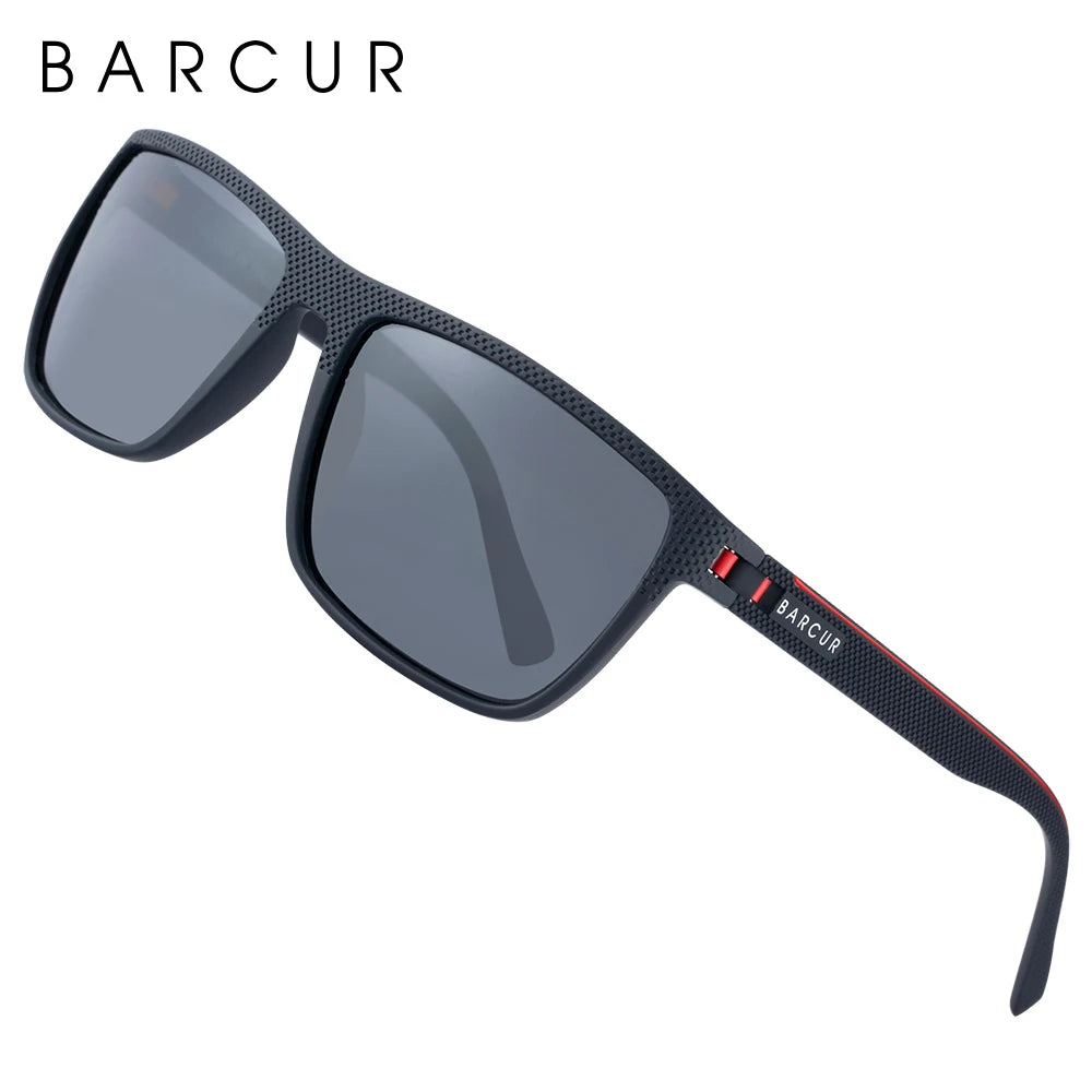 BARCUR TR90 Polarized Sunglasses Driving Square Sun Glasses for Men Women Light Weight Shades UV400 Protection Oculas