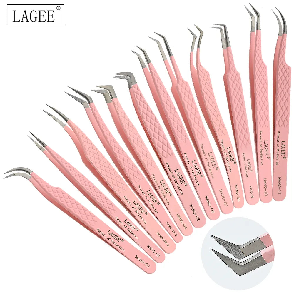 LAGEE Fiber Tip Eyelash Extension Tweezer Volume Isolation Precise Lash Tweezers Nano Technology Eyebrow from Nagaraku Makeup