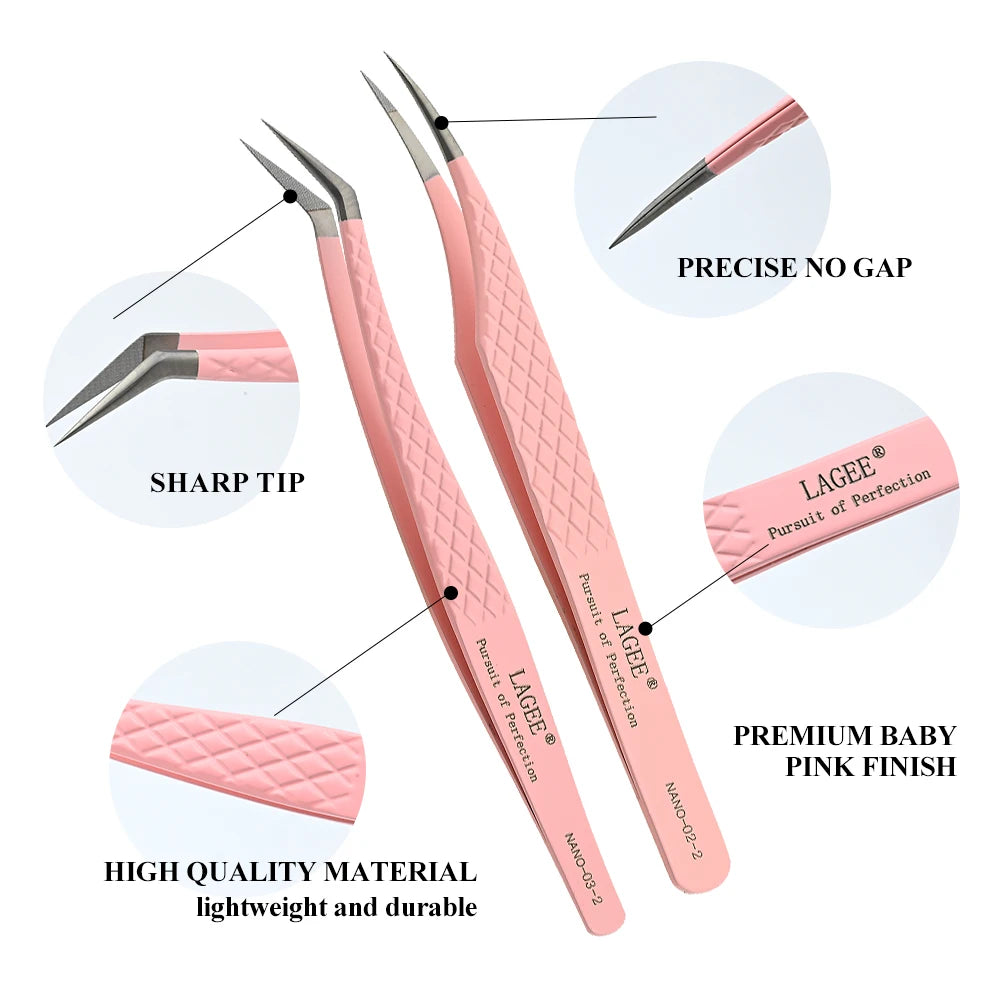 LAGEE Fiber Tip Eyelash Extension Tweezer Volume Isolation Precise Lash Tweezers Nano Technology Eyebrow from Nagaraku Makeup