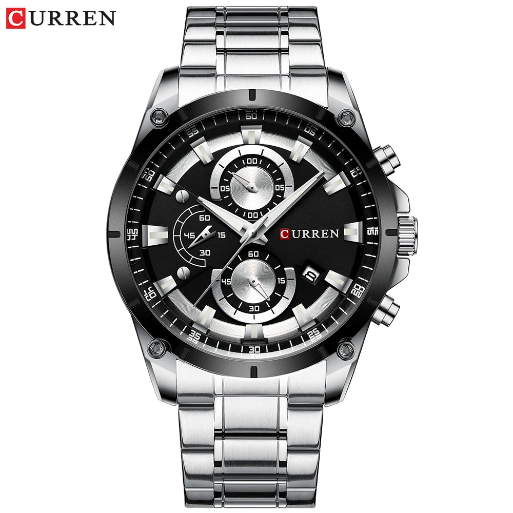 Curren 8360 Men Watch Business Stainless Steel Quartz Casual Fashion Six Needle Luxury Relogio Masculino