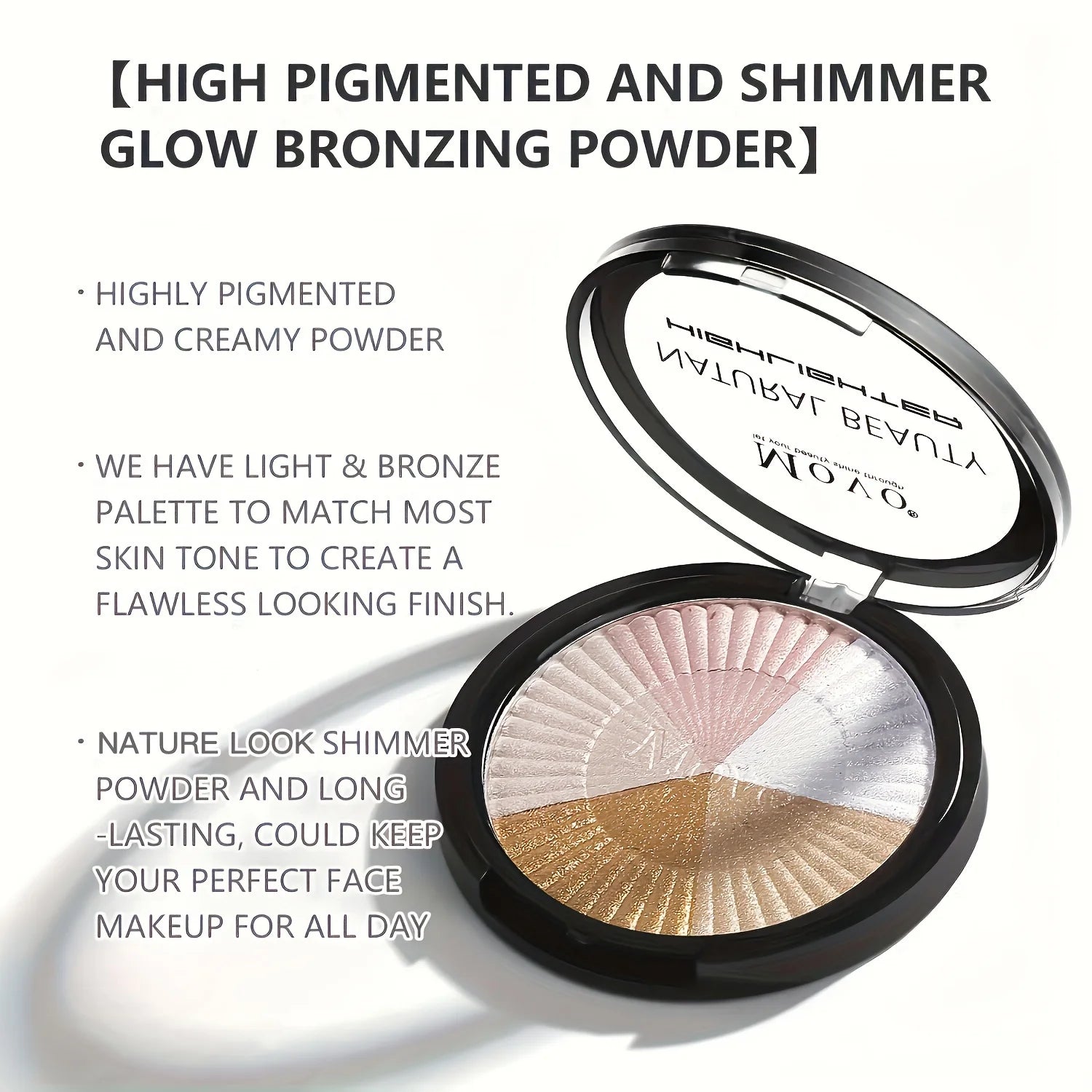 Movo Highlighter Powder Makeup Palette 5 Colors Shimmer Glitter Highlighter Palette High Pigment Face Illuminator Makeup