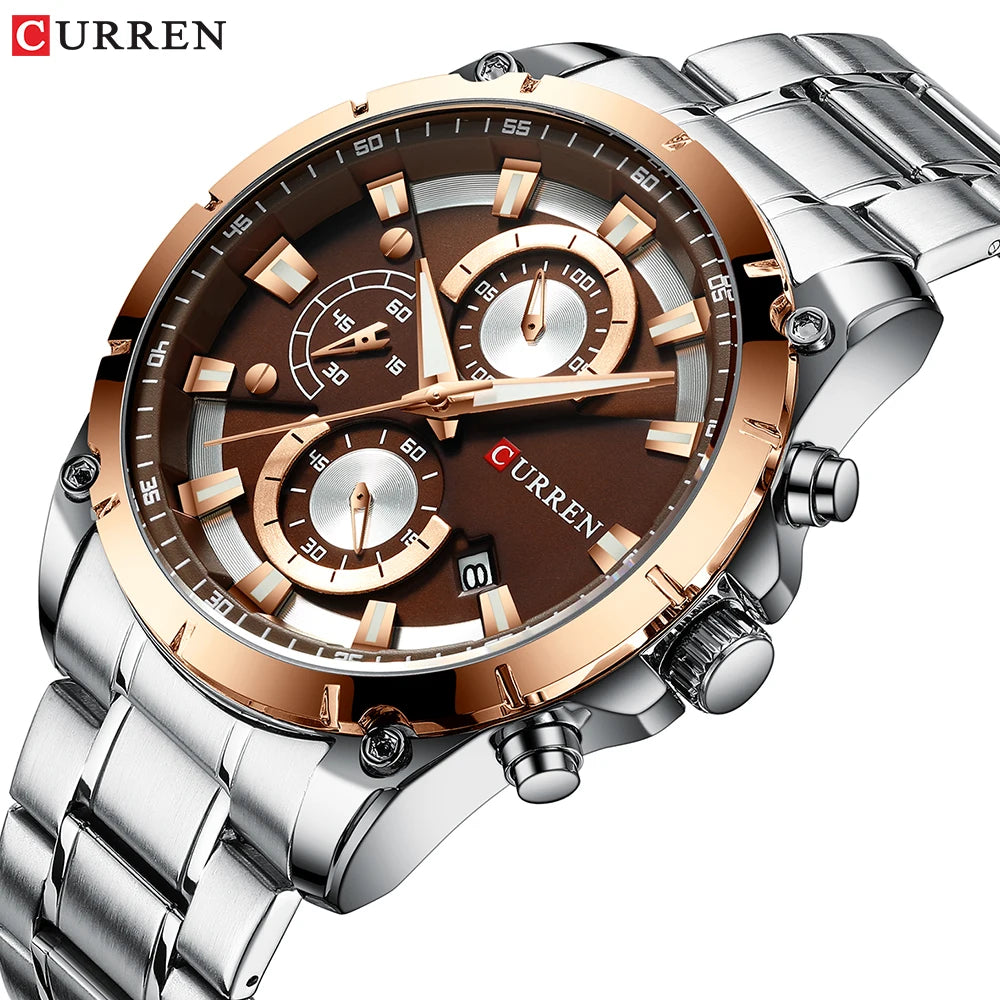 Curren 8360 Men Watch Business Stainless Steel Quartz Casual Fashion Six Needle Luxury Relogio Masculino